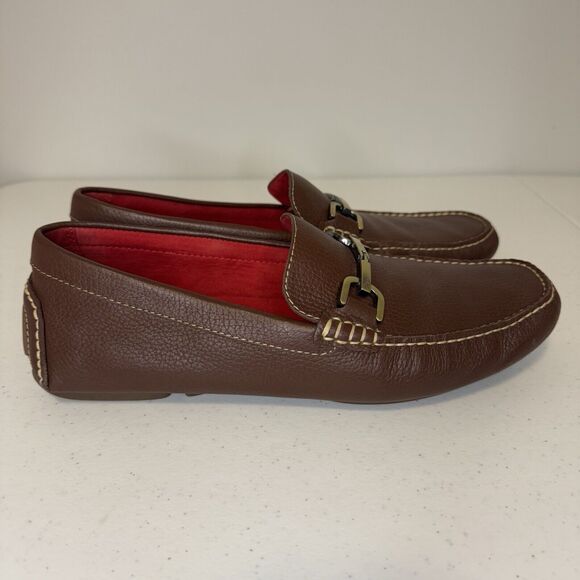 Donald Pliner Mens 10M Brown Leather Viro Driving Moccasinsr Loafers Inner Suede main image 7